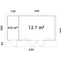 Stuga Palmako Aurelia 17,6 m² (inv. 16,7 m²)