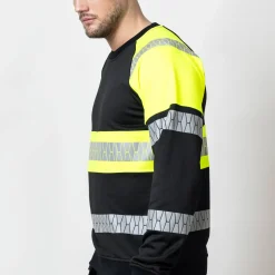 Sweatshirt Jobman Hel-Zip Varsel Svart/Gul V
