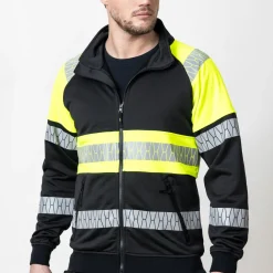 Sweatshirt Jobman Hel-Zip Varsel Svart/Gul V