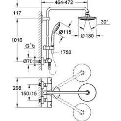 Takduschset Grohe Euphoria System 180 150 cc