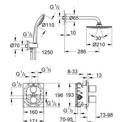 Takduschset Grohe Grohtherm 3000 Cosmopolitan 34408 för Inbyggnad