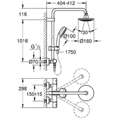 Takduschset Grohe New Tempesta Cosmopolitan 160 150 cc