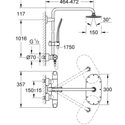 Takduschset Grohe Rainshower System Veris 300 150 cc