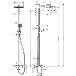 Takduschset Hansgrohe Crometta S 240 med Badkarsblandare