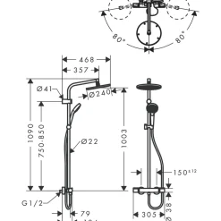 Takduschset Hansgrohe MySelect S240150 cc