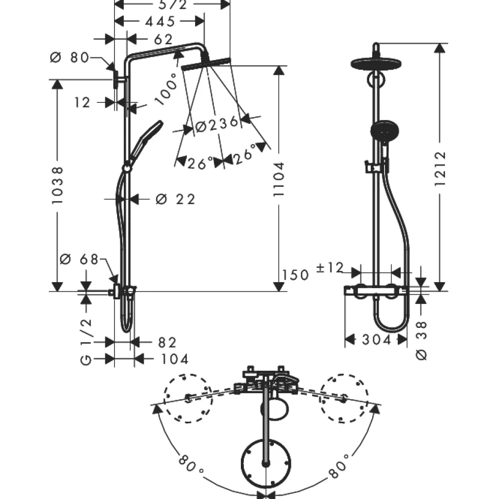 Takduschset Hansgrohe Raindance Select 240 EcoSmart Showerpipe