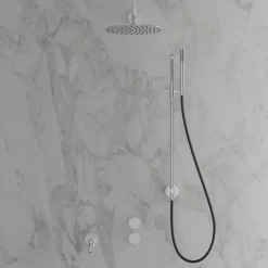 Takduschset Scandtap Steel Harmonized 6X med Badkarsblandare för Inbyggnad