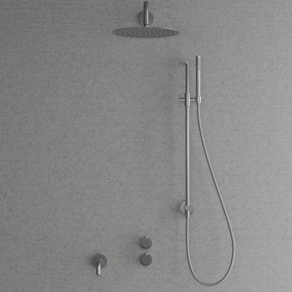 Takduschset Scandtap Steel Harmonized 6X med Badkarsblandare för Inbyggnad