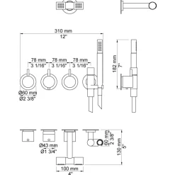 Takduschset Vola 5471R-081D för Inbyggnad
