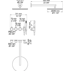Takduschset Vola 5471R-061 för Inbyggnad