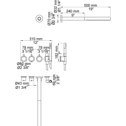 Takduschset Vola Vola 5471R-081ST för Inbyggnad