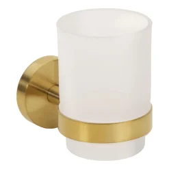 Tandborstglas Duschbyggarna Brass med Hållare
