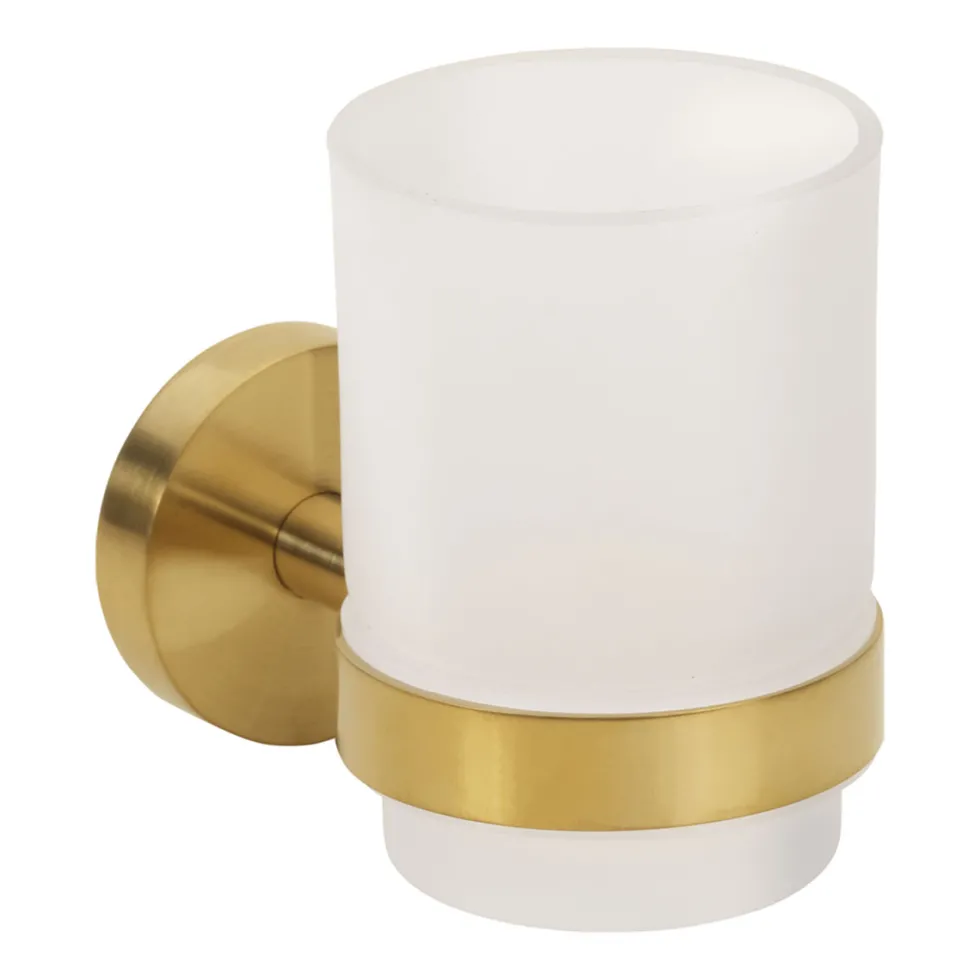 Tandborstglas Duschbyggarna Brass med Hållare