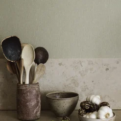 Tapet Boråstapeter Linen Soft Olive 4335 EasyUp, Enfärgad Grön
