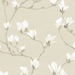 Tapet Laura Ashley Magnolia Grove Naturel 113353 EasyUp, Mönstrad Flerfärgad