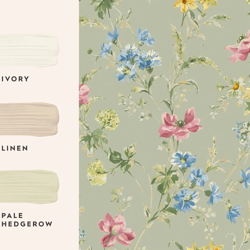 Tapet Laura Ashley Poppy Meadow Grön