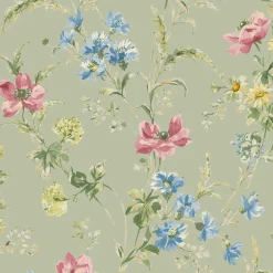 Tapet Laura Ashley Poppy Meadow Grön