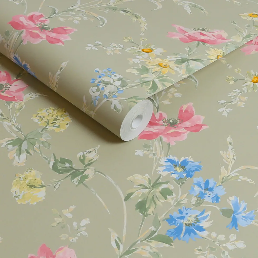 Tapet Laura Ashley Poppy Meadow Grön