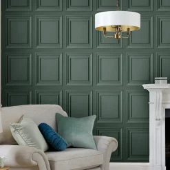Tapet Laura Ashley Redbrook Trä Panel Fern Grön 119844