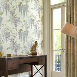 Tapet Laura Ashley Wisteria Garden Pale Iris 113356 EasyUp, Mönstrad Flerfärgad