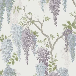 Tapet Laura Ashley Wisteria Garden Pale Iris 113356 EasyUp, Mönstrad Flerfärgad