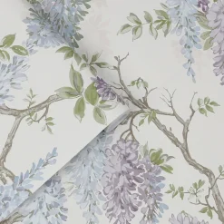 Tapet Laura Ashley Wisteria Garden Pale Iris 113356 EasyUp, Mönstrad Flerfärgad
