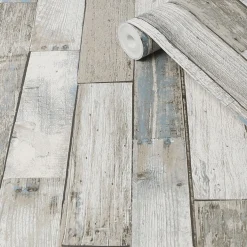 Tapet NEXT Distressed Wood Plank Neutral Blue