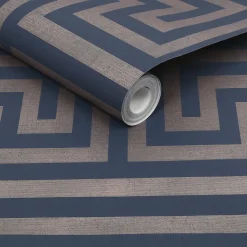 Tapet NEXT Metallic Greek Key Navy