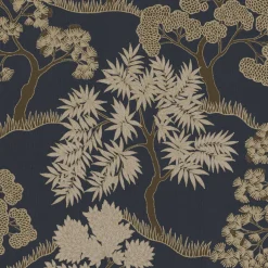 Tapet Sublime Trees Blå Guld 121161