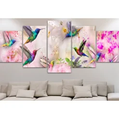 Tavla Arkiio Colourful Hummingbirds Pink 5 delar