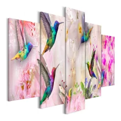 Tavla Arkiio Colourful Hummingbirds Pink 5 delar