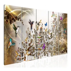 Tavla Arkiio Hummingbirds Dance 5 delar Guld