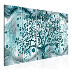 Tavla Arkiio Tree And Waves Blue 5 delar