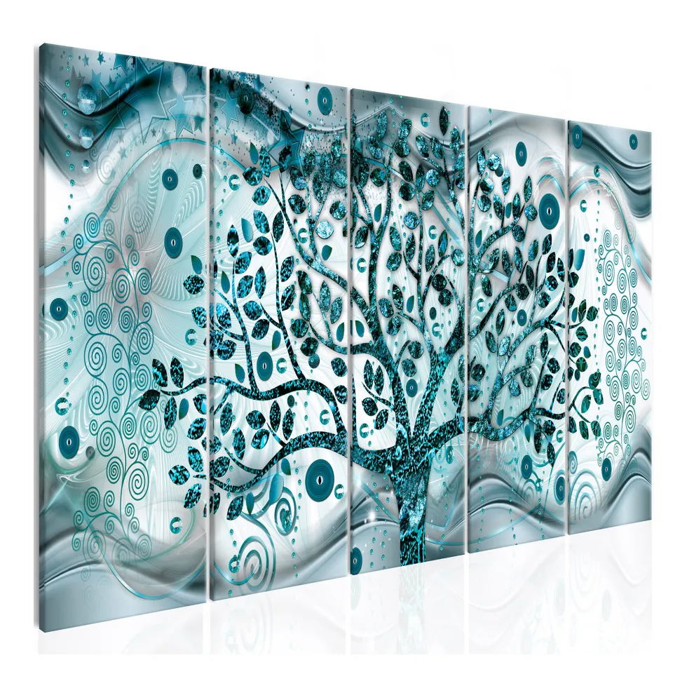 Tavla Arkiio Tree And Waves Blue 5 delar