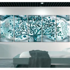 Tavla Arkiio Tree And Waves Blue 5 delar