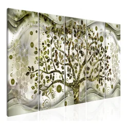 Tavla Arkiio Tree and Waves Green 5 delar