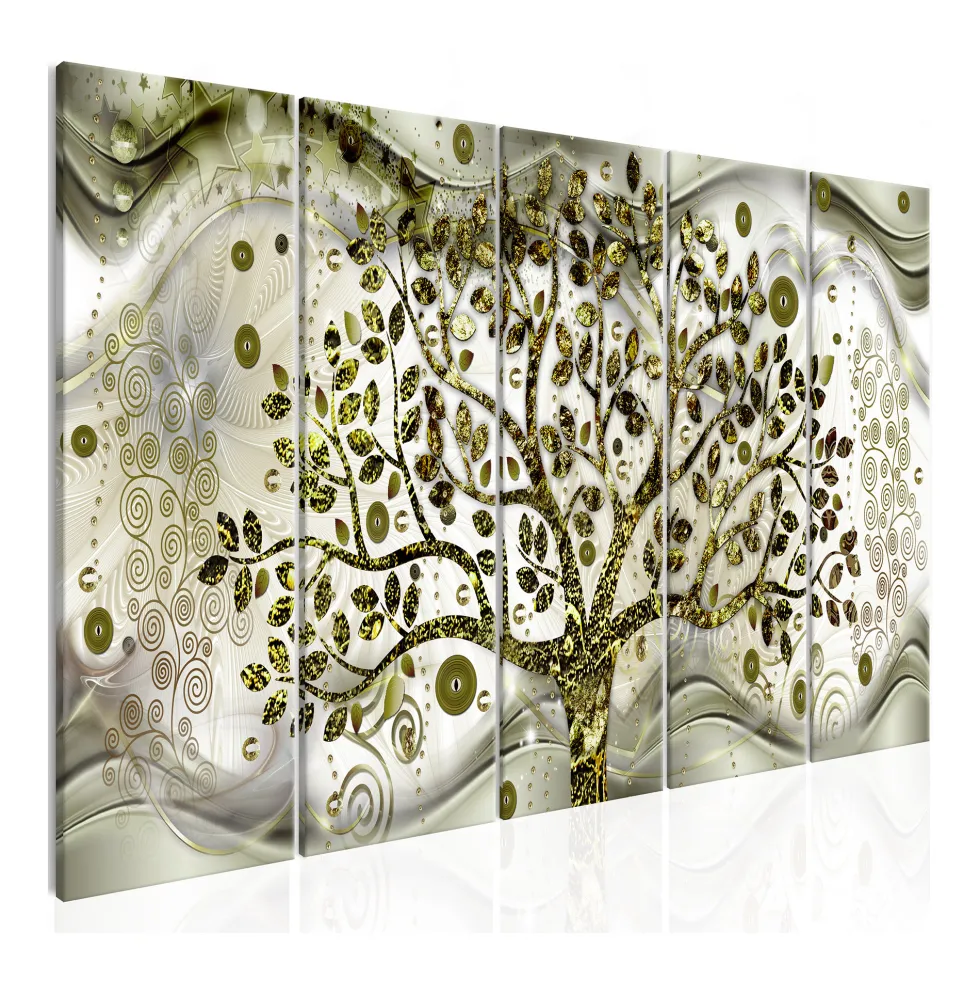 Tavla Arkiio Tree and Waves Green 5 delar