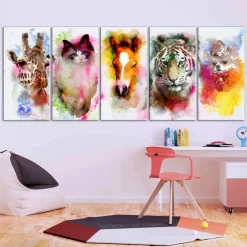 Tavla Arkiio Watercolour Animals 5 delar