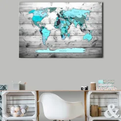 Tavla Arkiio World Map Blue World