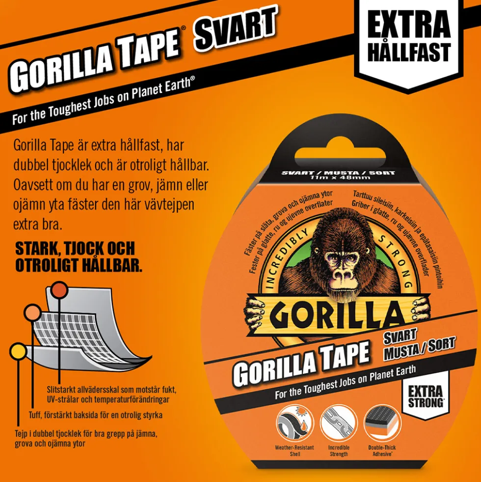 Tejp Gorilla Tape Svart 11mx48mm