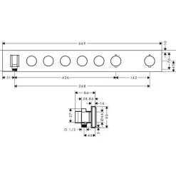 Termostatmodul Axor ShowerSolutions Select 670/90 5 Funktioner