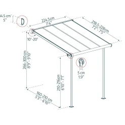 Terrasstak Canopia by Palram Sierra Antracit Grå 5 m²