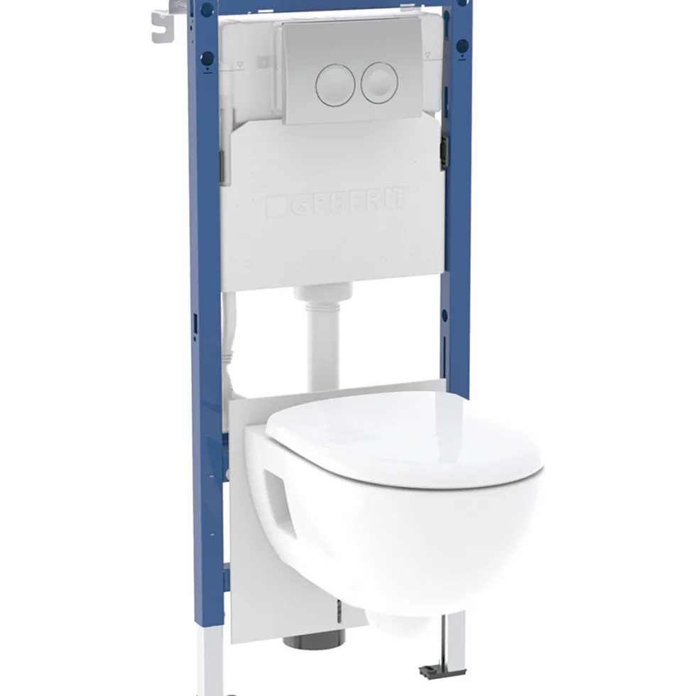 Toalettpaket Geberit Renova med Delta WC-Fixtur och Spolplatta