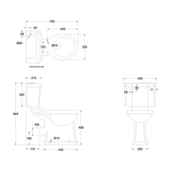 Toalettstol Burlington P12 Förhöjd 440 mm Med Mjukstängande Sits