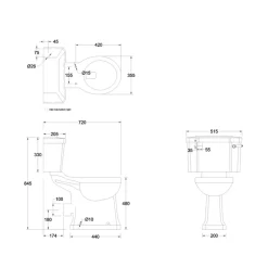 Toalettstol Burlington P12 Förhöjd 520 mm Med Mjukstängande Sits