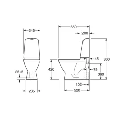 Toalettstol Gustavsberg Nautic 1500 C+ Limning Hygienic Flush Slim-Seat