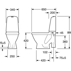 Toalettstol Gustavsberg Nautic 1591 Hygienic Flush Stor Fot