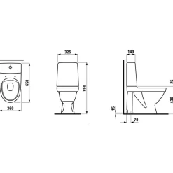 Toalettstol Laufen Kompas 825151 Rimless med Dolt S-lås för Limning inkl Mjuksits