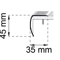 Trappkantlist Habo A28 Rostfri 45x35 mm