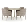 Trädgårdsgrupp Comfort Garden Tunis utomhus rund matgrupp 120 cm med 4 Thor fåtöljer
